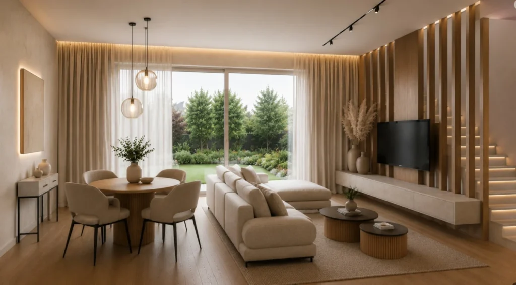 nowy dom Chotomów - wizualizacja salon